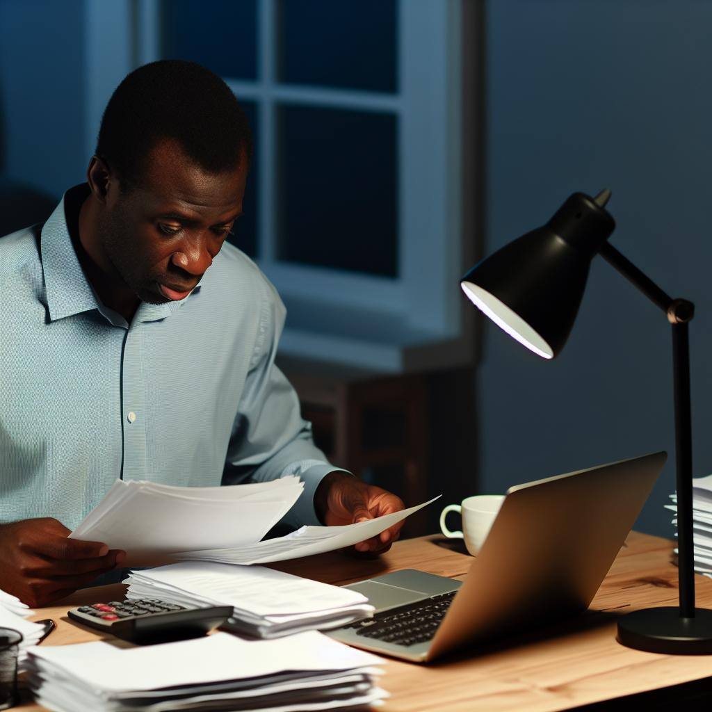 man reviewing paperwork